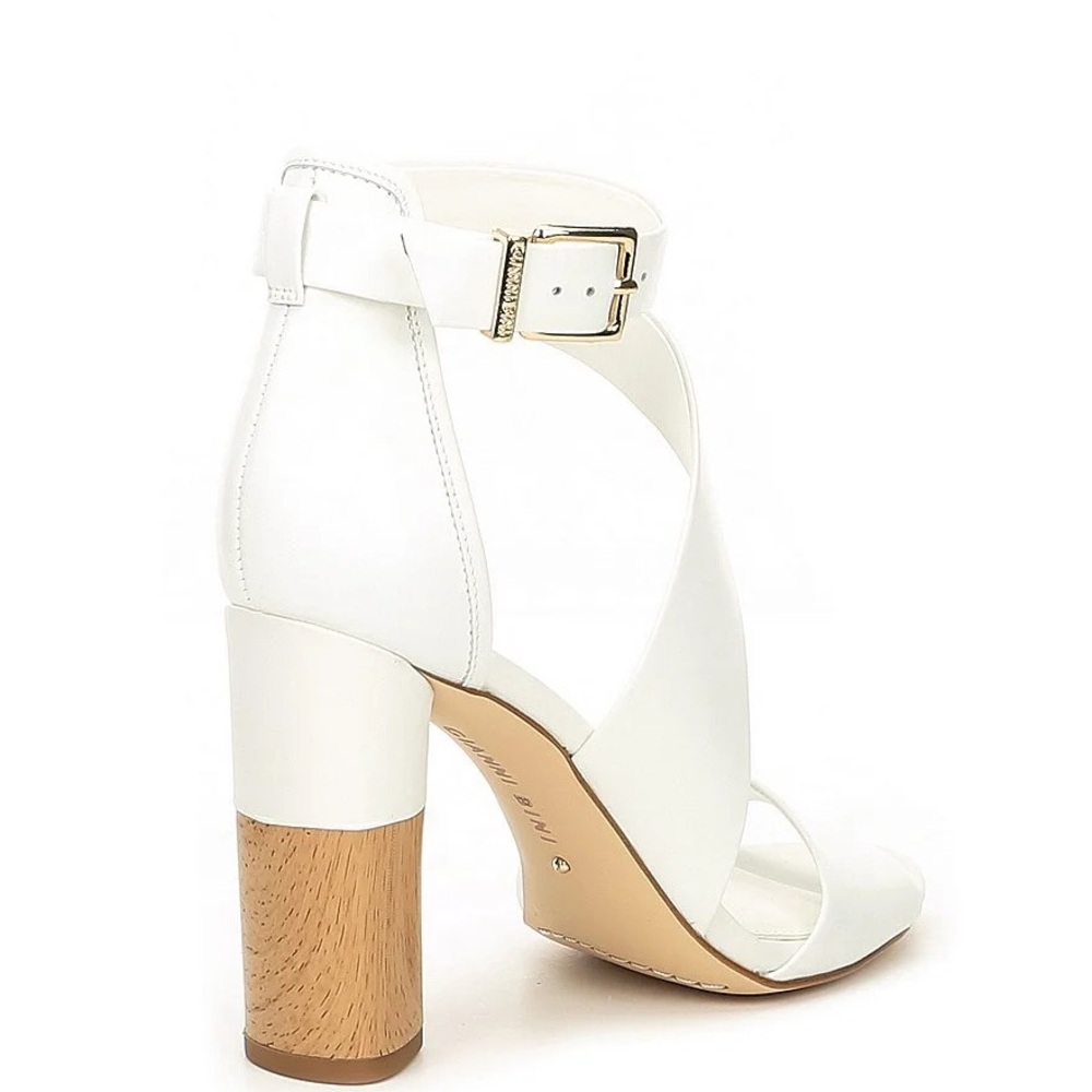 Gianni Bini White and Tan Block Heel Sandals